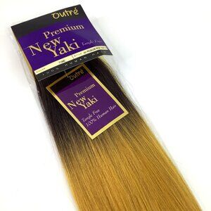 12" Outré New Yaki 100% Human Hair Extensions Ombre Black into Yellow Blonde